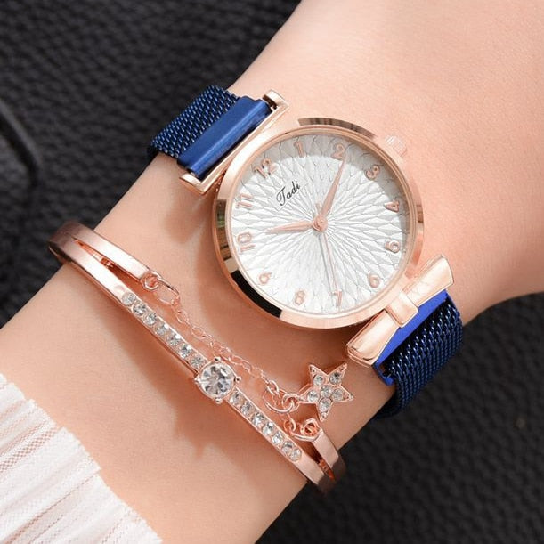 Relógio Feminino Luxury + Bracelete (Conjunto)